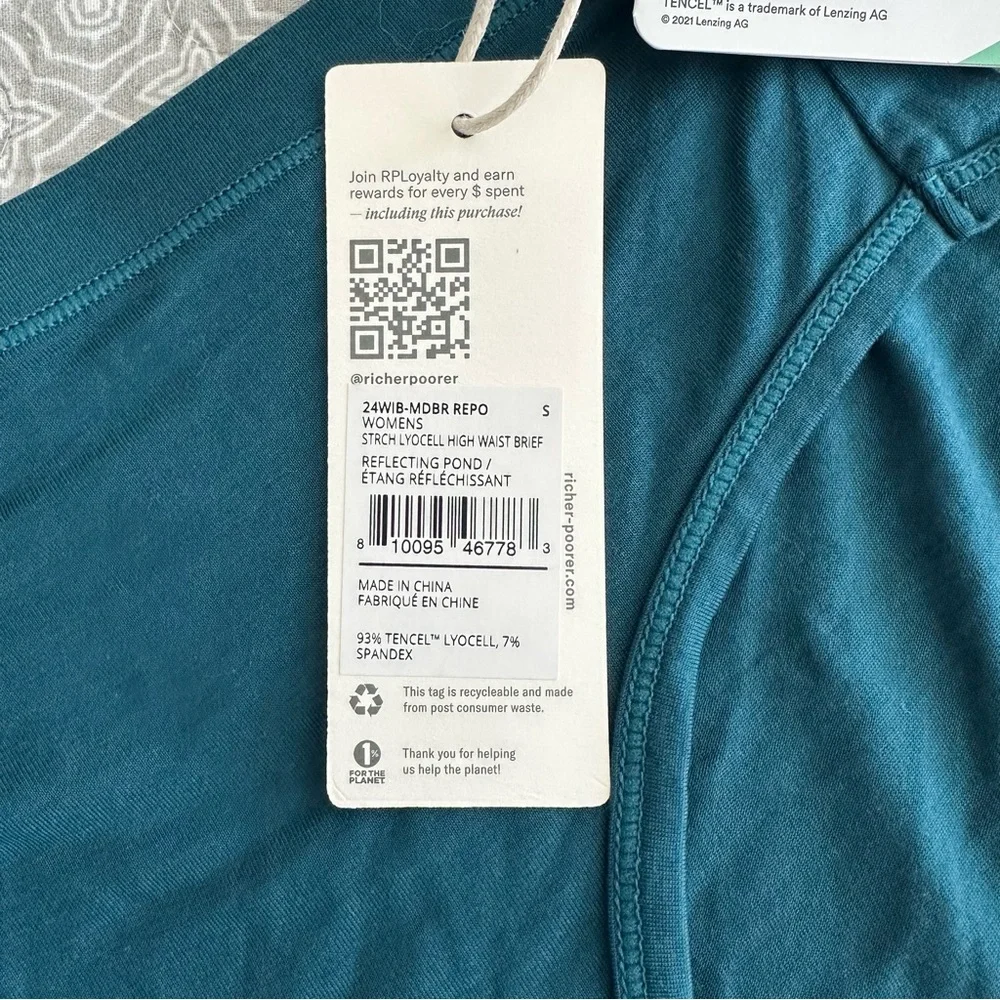 NEW! Richer Poorer Women’s High Waist Brief Reflecting Pond Teal Size S NWT